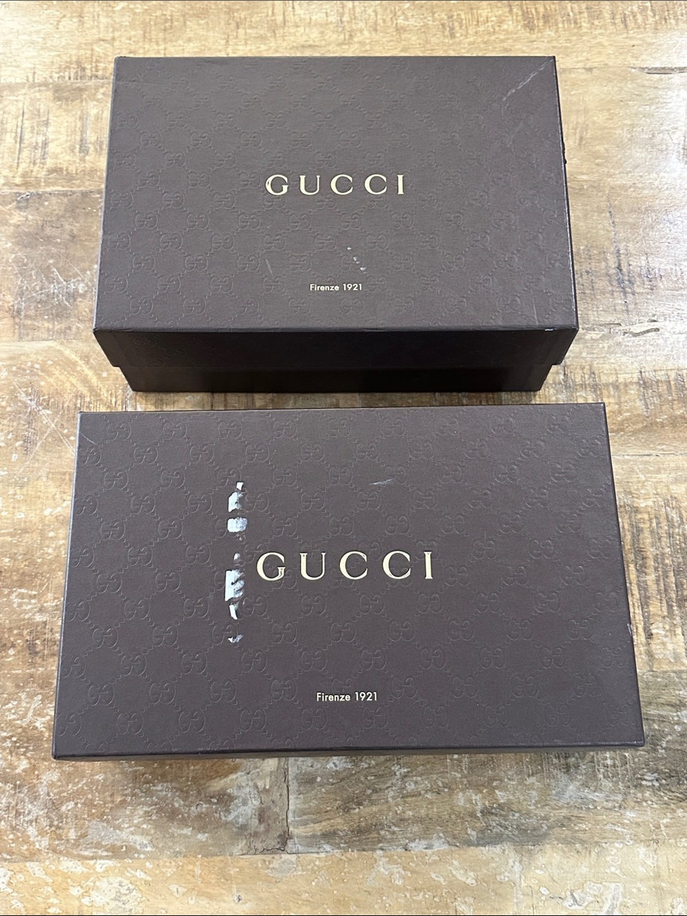 Gucci Dark Brown Logo Gift Boxes with Gold Lettering